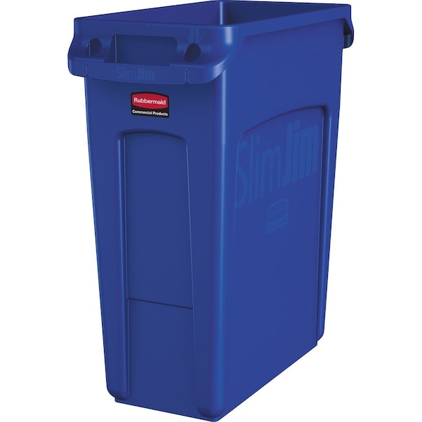 16 gal Rectangular Slim Jim Vented Container, Blue, Plastic